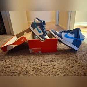 Kids Nike Dunk High (GS) Blue & Gray High-Top Sneakers Size 6Y
